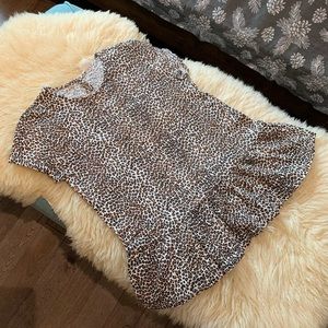 Zara Animal Print T-shirt with Ruffle